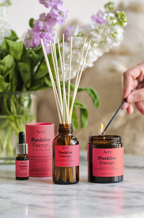 Positive Energy Scented Jar Candle - Pink Grapefruit Vetiver and Mint Aroma Therapy Aery Wholesale 